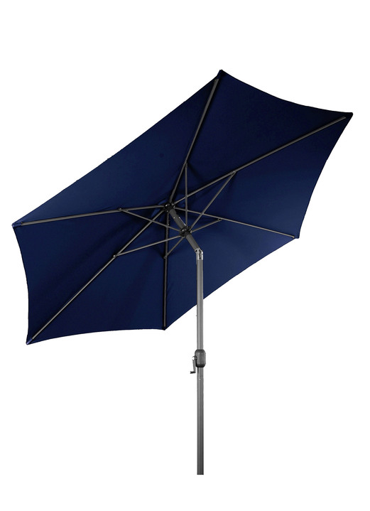 Sichtschutz & Sonnenschutz - Sonnenschirm mit robustem Aluminiumgestell, in Farbe BLAU, in Ausführung ø 2,5 m, knickbar, ohne Volant Ansicht 1