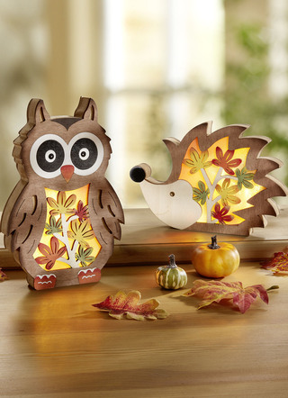 Beleuchtete Holz-Figuren, 2er-Set