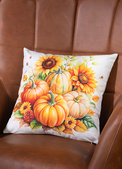 Kissenbezüge - Herbstlicher Kissenbezug mit Kürbis-Motiv, in Farbe BUNT