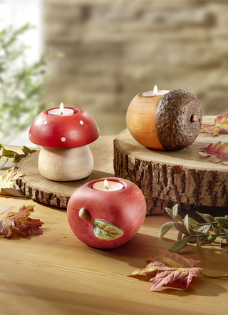 Herbstliche Teelichthalter im 3er-Set