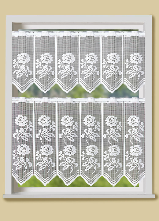 Landhaus & Küche - Kurzstore mit gezacktem Abschluss, in Größe 661 (H30xB 95 cm) bis 859 (H60xB157 cm), in Farbe WEISS Ansicht 1