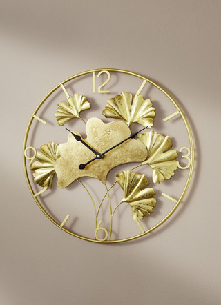 Wanduhr mit Ginkgo-Blätterdesign