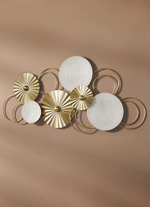 Wohnaccessoires - Wanddekoration aus Metall, in Farbe GOLD-CREME-WEISS