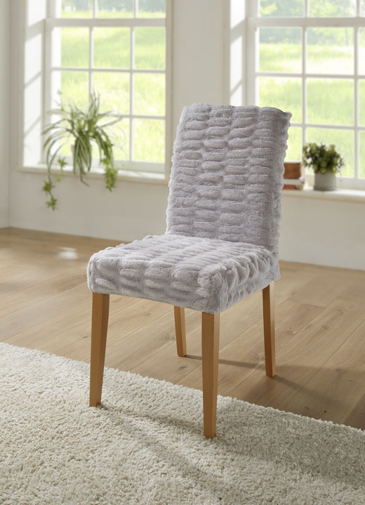 Sessel- & Sofaüberwürfe - Stuhlbezüge aus Fellimitat, in Farbe GRAU Ansicht 1