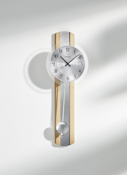 Uhren - Wanduhr, in Farbe BUCHE-SILBER
