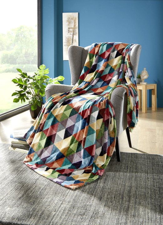 Decken - Farbenfrohe Wohndecke mit Anti-Statik-Ausrüstung, in Farbe MULTICOLOR