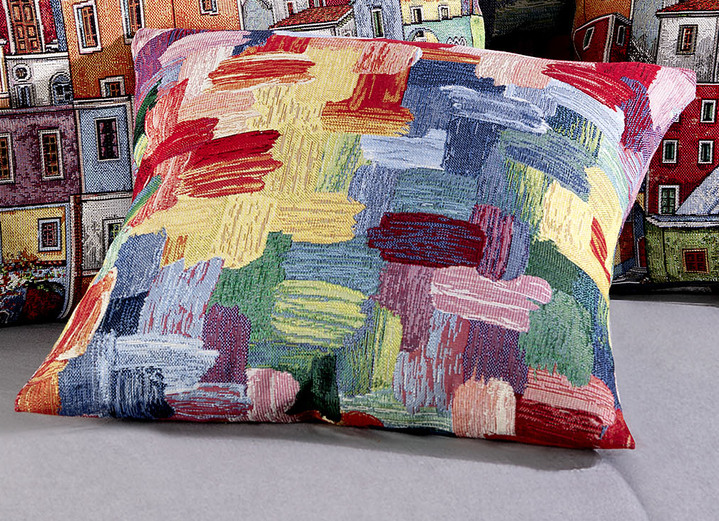 Kissenbezüge - Kissenbezug mit Reißverschluss, in Größe 105 (Kissenbezug, 40x40 cm) bis 110 (Kissenbezug, 50x50 cm), in Farbe BUNT, in Ausführung Dessin 1 Ansicht 1