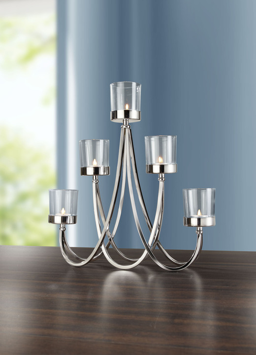 Wohnaccessoires - Goebel  Kerzenleuchter aus Metall, in Farbe SILBER Ansicht 1