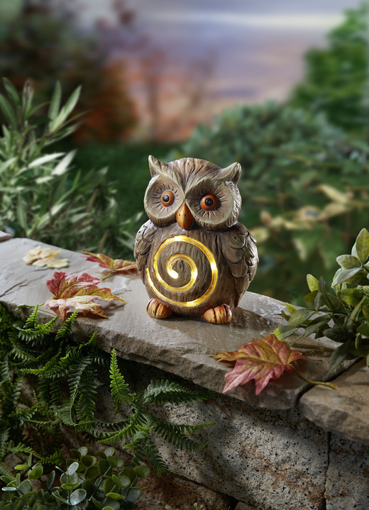 Gartendekoration - Eule mit LED-Motiv, in Farbe BRAUN