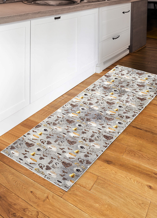 Läufer & Stufenmatten - Küchenläufer und -teppiche Kaffee, in Größe 102 (Küchenläufer, 60x115 cm) bis 185 (Küchenteppich, 140x200 cm), in Farbe SILBER Ansicht 1