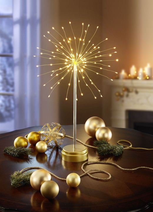 Weihnachtliche Dekorationen - LED-Leuchter in Pusteblumen-Form, in Farbe GOLD
