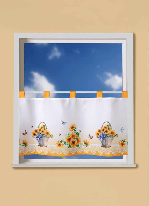 Landhaus & Küche - Kurzstore mit Schlaufen, in Größe 786 (H45x B90 cm) bis 788 (H45xB120 cm), in Farbe ECRU-BUNT