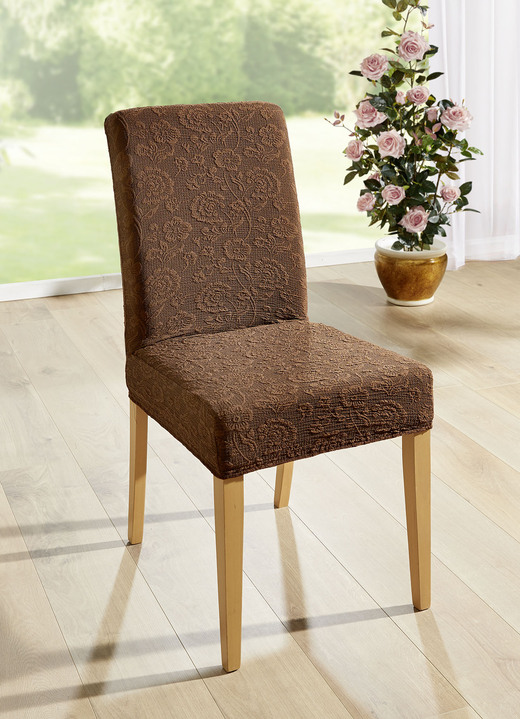 Sessel- & Sofaüberwürfe - Elastischer Stuhlbezug von Webana, in Größe 106 (Stuhlbezug) bis 112 (Stuhlbezug, preisgünstiges 2er-Set), in Farbe BRAUN Ansicht 1