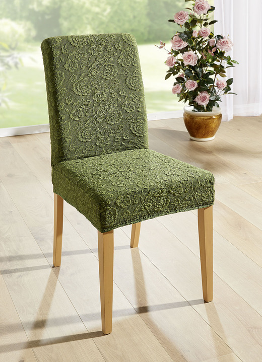 Sessel- & Sofaüberwürfe - Elastischer Stuhlbezug von Webana, in Größe 106 (Stuhlbezug) bis 112 (Stuhlbezug, preisgünstiges 2er-Set), in Farbe GRÜN Ansicht 1