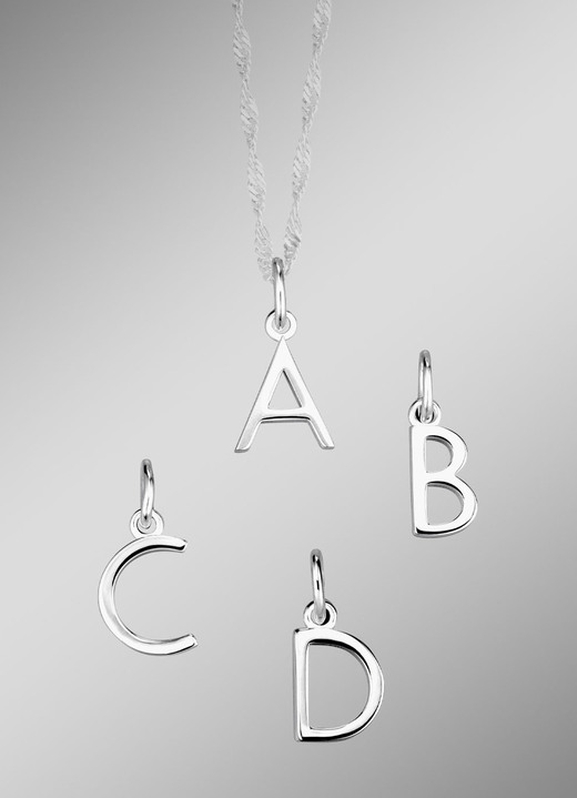 Halsketten & Armbänder - Bezaubernde Buchstaben-Anhänger aus Silber, in Farbe , in Ausführung Buchstabe A Ansicht 1