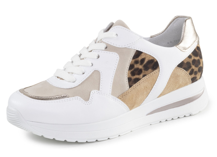 Komfortschuhe - ELENA EDEN Sneaker mit Leo-Print und Metallic-Besätzen, in Größe 3 1/2 bis 8, in Farbe WEISS-BEIGE-BRAUN Ansicht 1