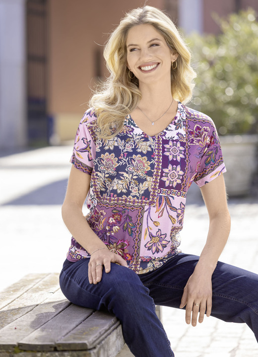 Shirts - Shirt mit Blumendruck Shirts - Shirt mit Blumendruck, in Größe 036 bis 048, in Farbe ROSÉ-AUBERGINE-MARINE-BUNT