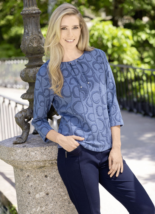 Pullover - Pullover in Ausbrenner-Optik Pullover - Pullover in Ausbrenner-Optik, in Größe 036 bis 052, in Farbe BLAU-JEANSBLAU
