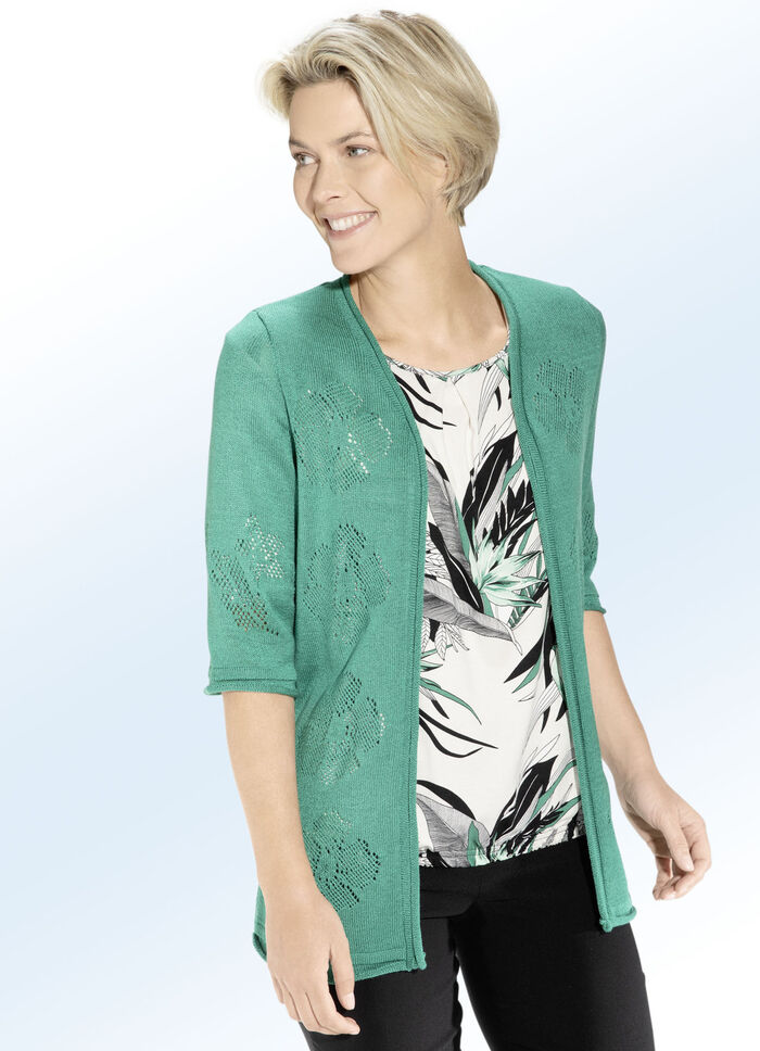 Strickjacke mit Ajourdessin 