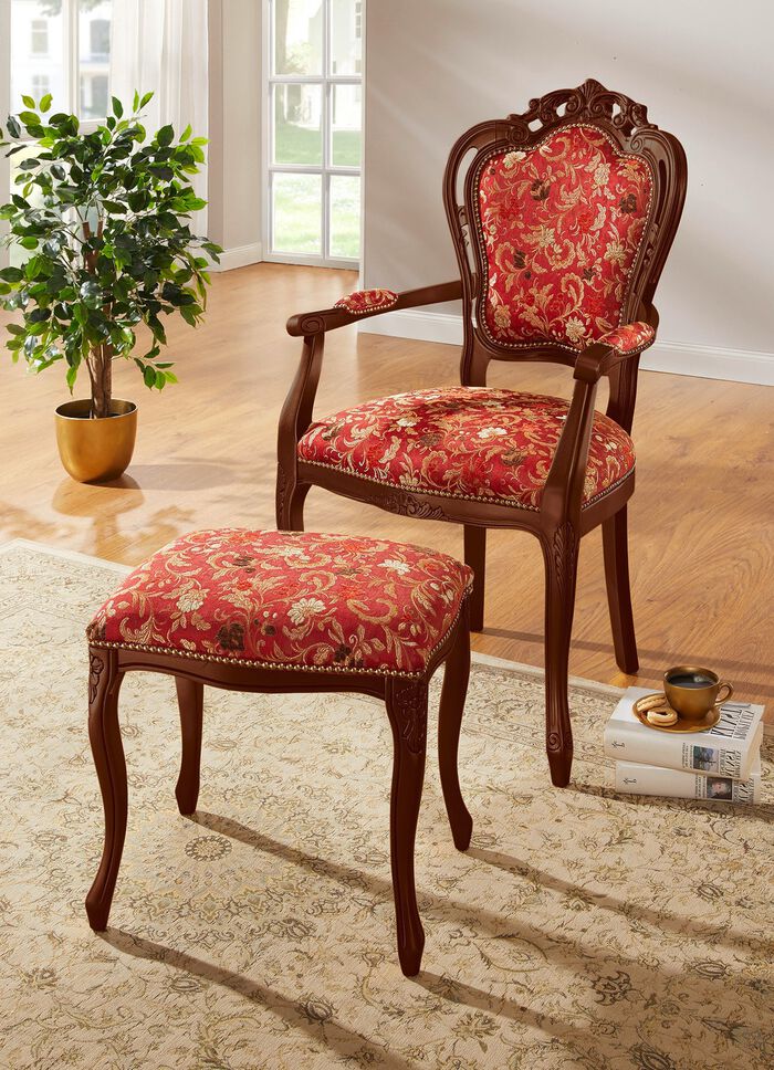 Sitzm&ouml;bel mit massivem Buchenholz-Gestell ROT-NUSSBAUM