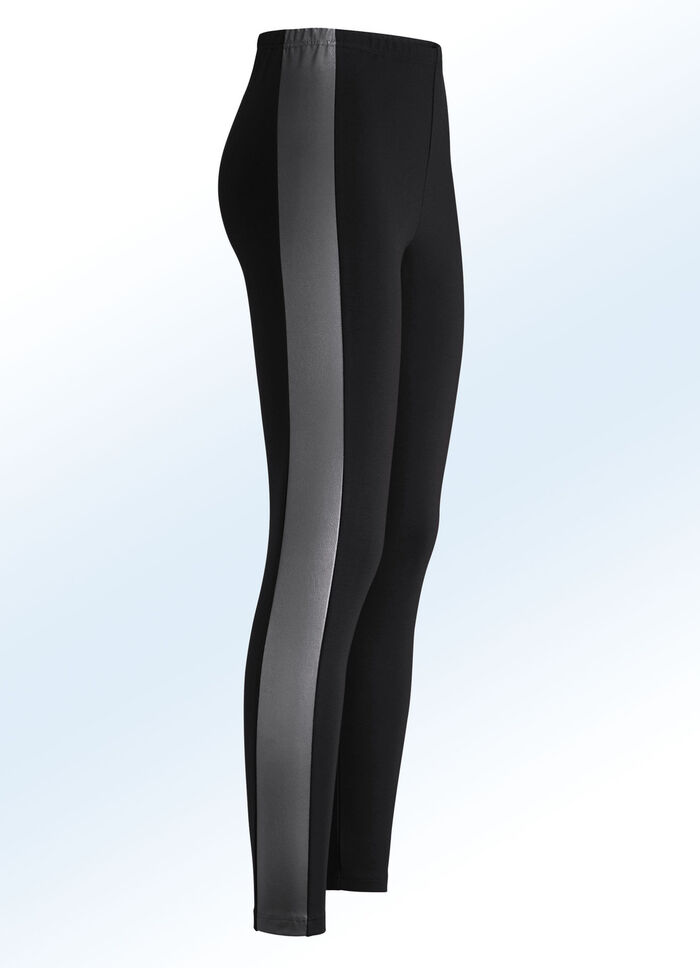 Leggings im interresanten Materialmix SCHWARZ