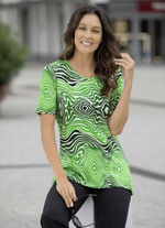 Shirt mit silberfarbener Folie im Vorderteil in 2 Farben GRÜN-WEISS