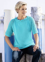 Pulli mit dekorativem Halsausschnitt TÜRKIS