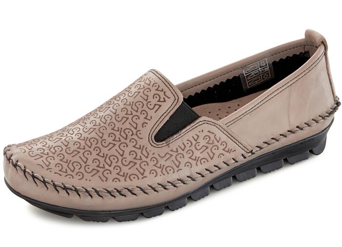 Gemini Mokassin-Slipper mit Zierpr&auml;gung TAUPE