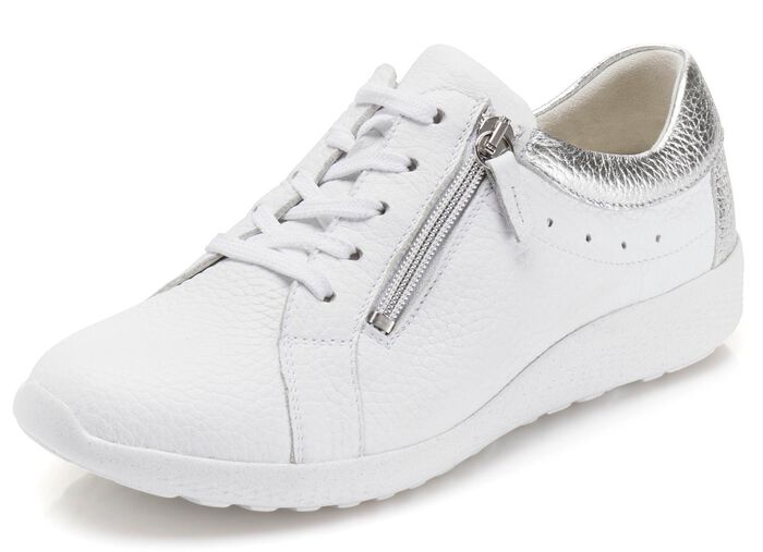 Waldl&auml;ufer, bequeme Damen-Schn&uuml;rschuhe, Weite K, mit herausnehmbarem Fu&szlig;bett WEISS-SILBER