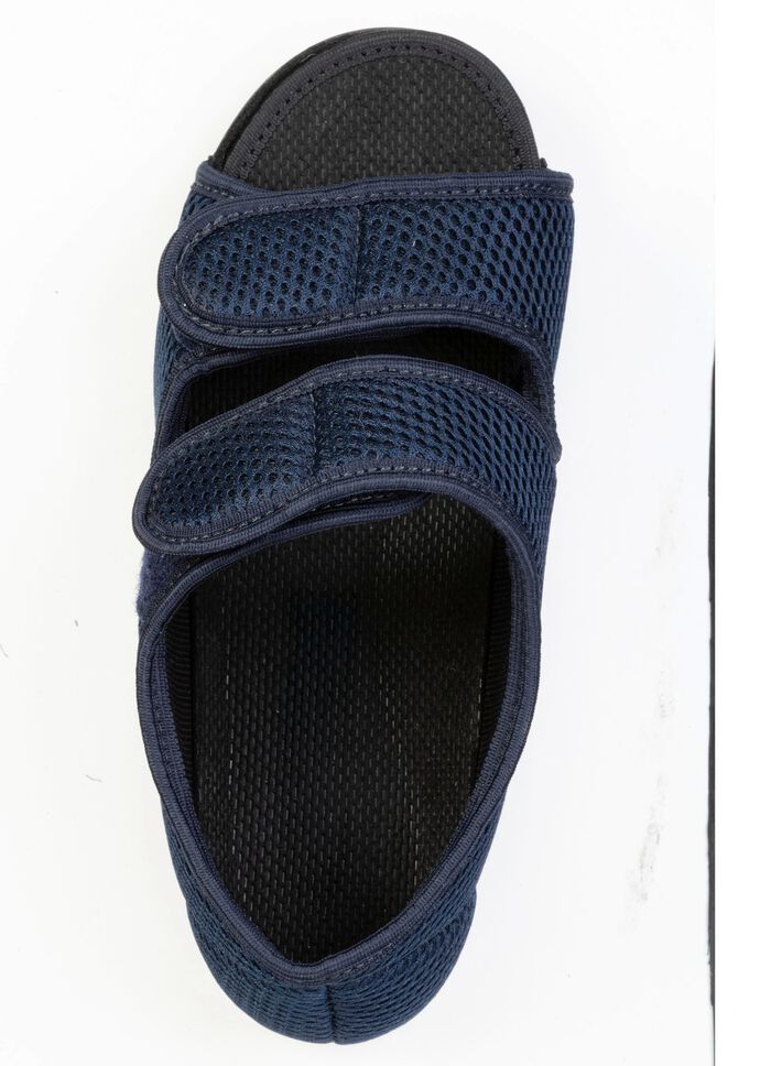 Bequeme Damen-Hausschuhe, Weite H, mit herausnehmbarem Fu&szlig;bett MARINE