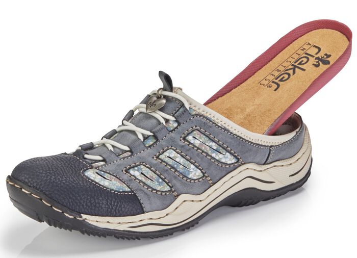 Rieker, klassische Damen-Clogs, mit Elastik-Zierschn&uuml;rung 