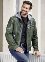 Lederkurzjacke mit Kapuze 