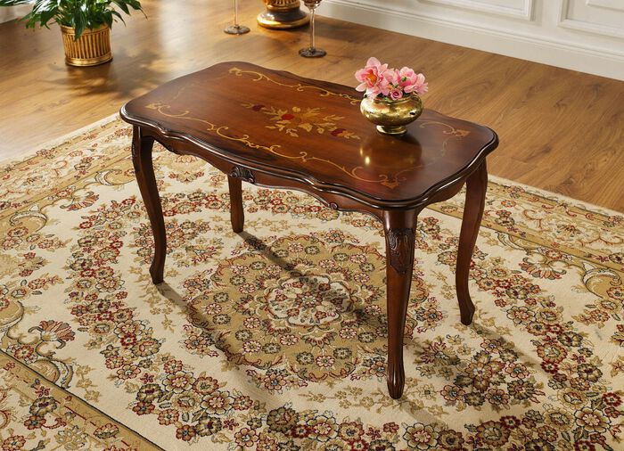 Couchtisch mit Intarsien NUSSBAUM