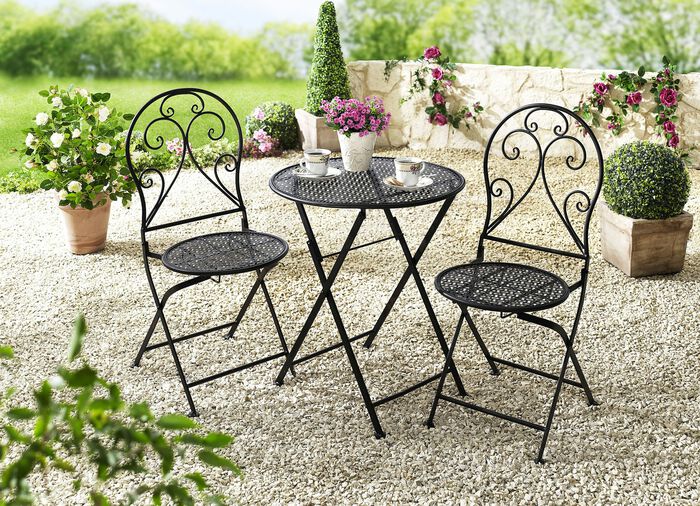 3-teiliges Gartenmöbel-Set aus Metall 