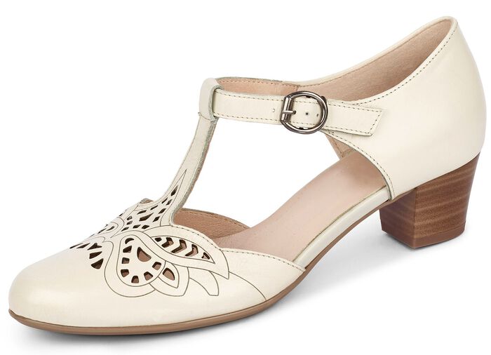 Sandaletten-Pumps mit fantasievoller Pr&auml;gung ECRU