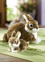 Hasen, 2er-Set, mit weichem Kunstfell DUNKELBRAUN