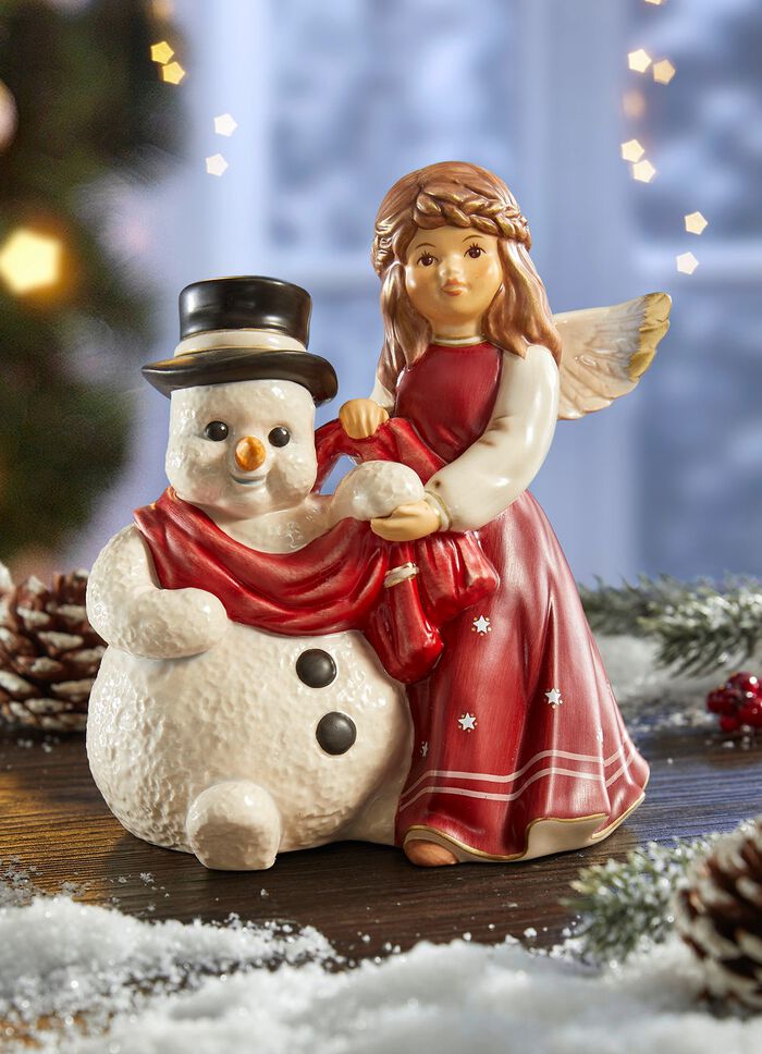 Engel mit Schneemann von Goebel BORDEAUX