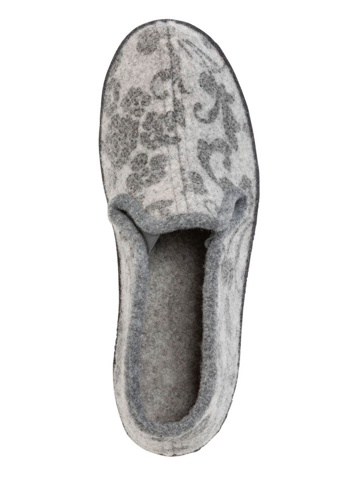 Floral bedruckter Wollfilz-Hausschuh GRAU