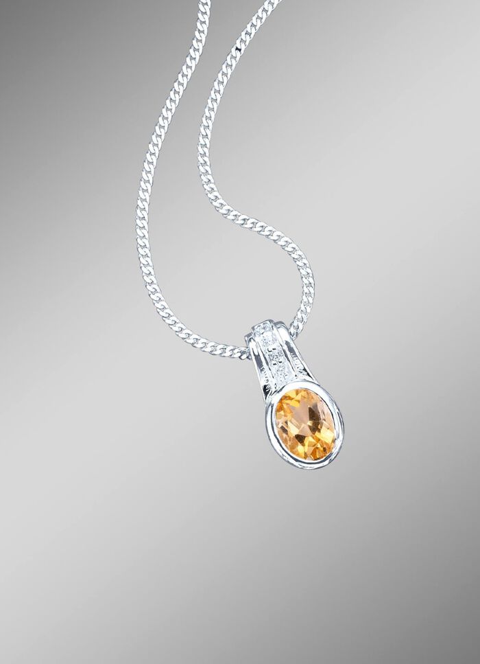 Anh&auml;nger mit echt Citrin und synth. Zirkonia 