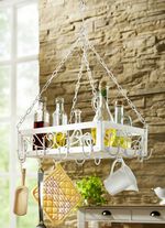 Topfhänger aus Holz und Eisen ANTIKWEISS