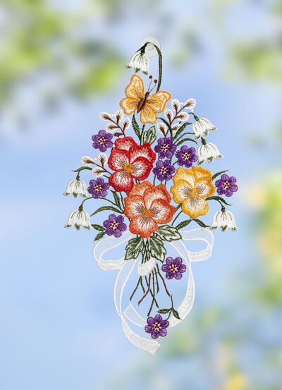 Fensterbild mit Blumen-Motiv 