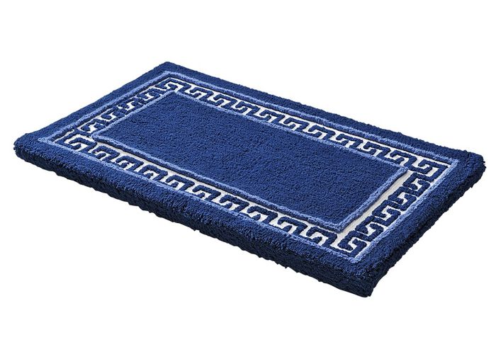 Badgarnitur mit M&auml;ander-Bord&uuml;re BLAU