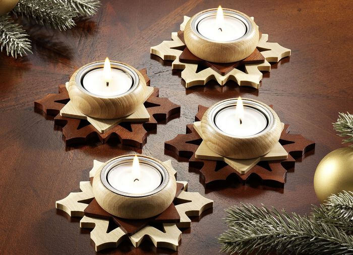 Teelichthalter, 4er-Set NATUR-BRAUN