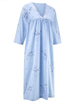 Nachthemd, 3/4-lange Ärmel und V-Ausschnitt HELLBLAU-BUNT