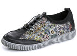 Gemini Sneaker aus teilweise floral bedrucktem Rindleder SCHWARZ-BUNT