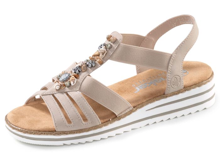 Rieker, edle Damen-Sandalen, mit Riemchen und Elastikbandagen 