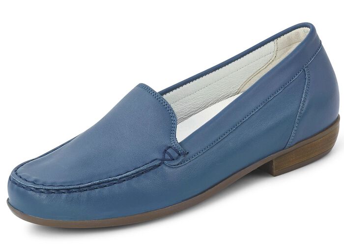Waldl&auml;ufer Mokassin-Slipper aus edlem Rind-Nappaleder JEANS