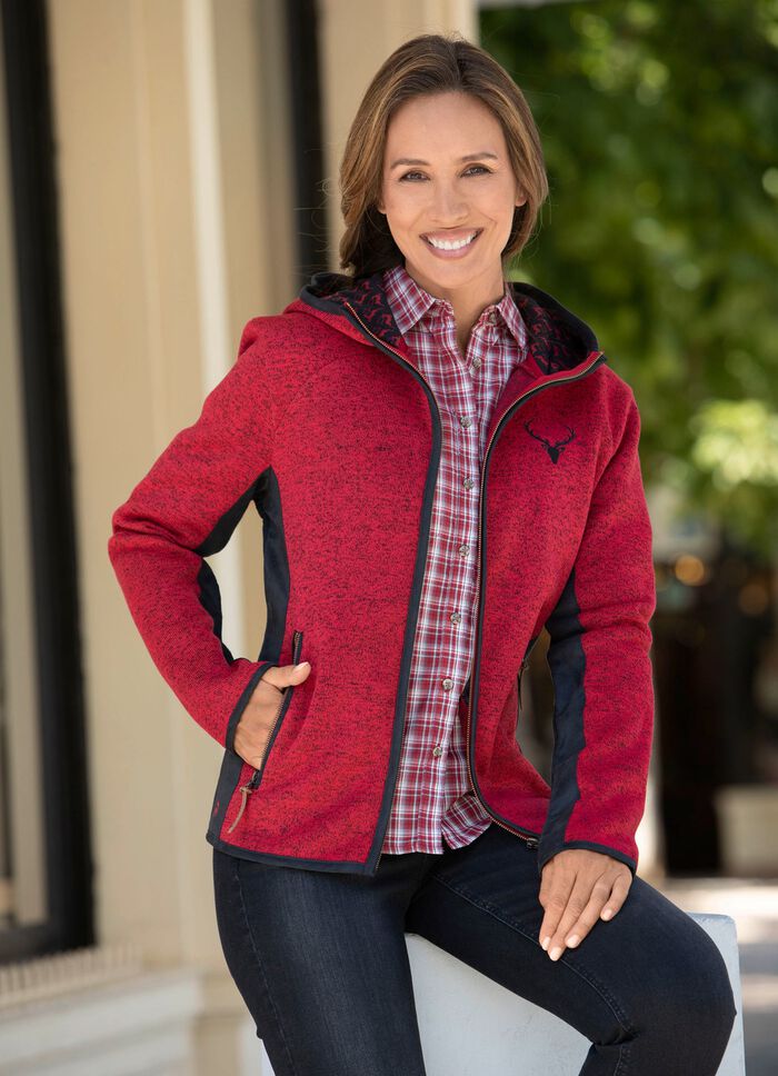 Jacke mit Lederimitateinfassung 