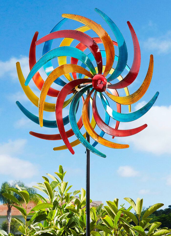 Doppel-Windrad in Tricolor aus Metall 