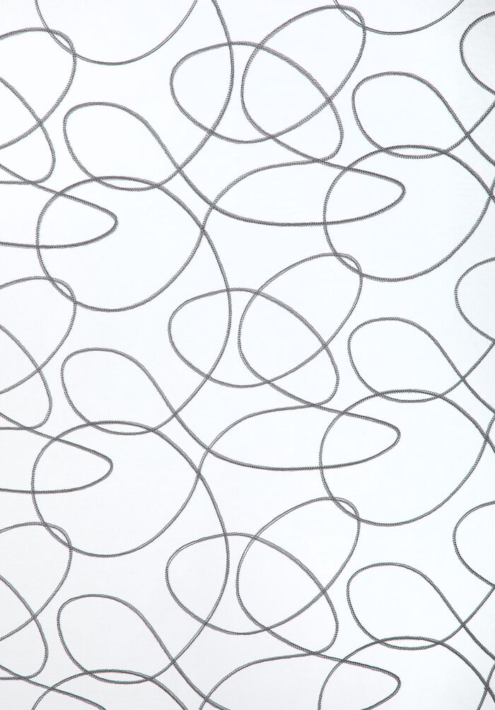 &Uuml;bergardine mit bestickten ineinander geschwungene Linien 